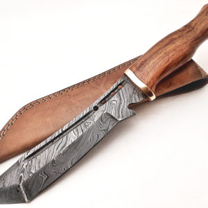 Damascus steel Hunting knife rosewood handle copper Fishing knife