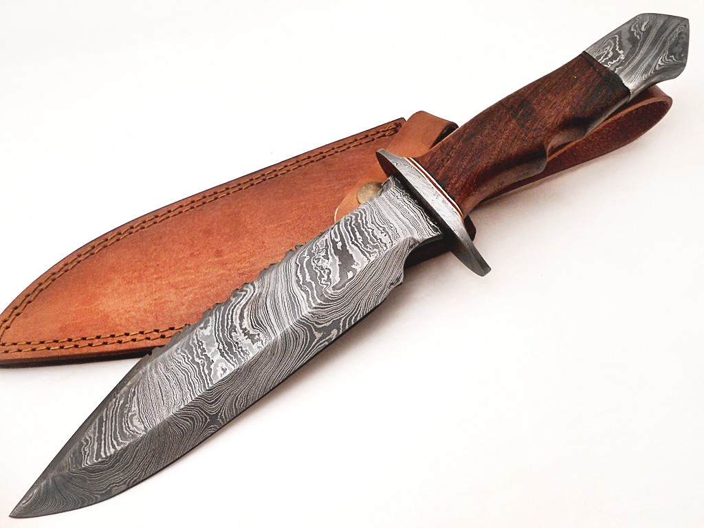 Handmade Bowie knife Rosewood Handle Damascus Steel handle