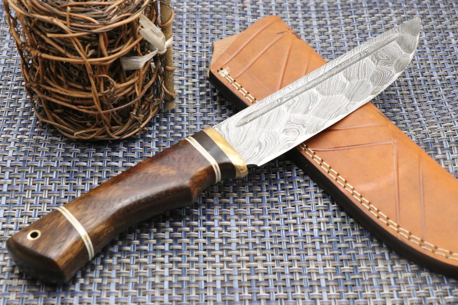 Custom Hand Forged Damascus Steel Knife, Rose Wood Copper ...
