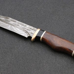 Hand forged knife,Damascus Knife, Ebony Wood Handle, Rose Wood Handle