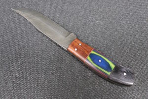 Handmade Damascus knife walnut color wood handle skinner knife