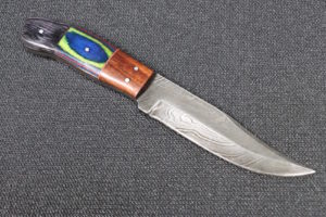 Handmade Damascus knife walnut color wood handle skinner knife