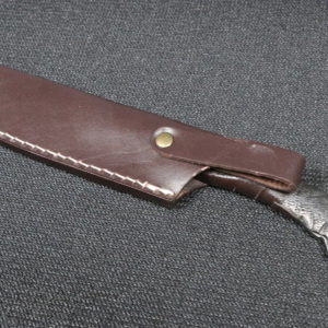 Damascus hand forged Steel blade, full tang, leather strapDamascus hand forged Steel blade, full tang, leather strap