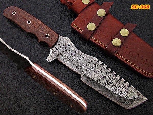 11" Damascus steel tracker knife