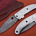 Handmade Damascus Folding Knife Silver Engraved Pocket knive
