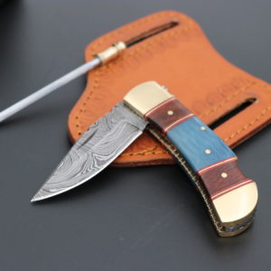Mini pocket Damascus knife