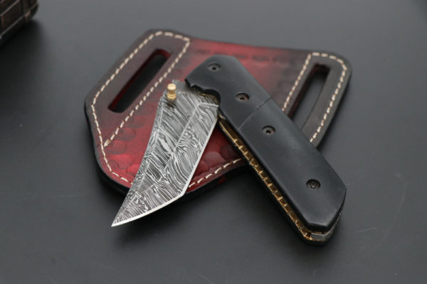 Black handle folding knife