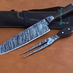 Hand Forged Damascus Steel 3 PC Chef Set